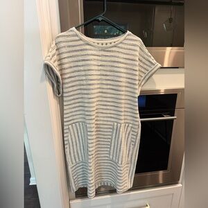 Lou & Grey Striped Blue and White Short Sleeve Dress